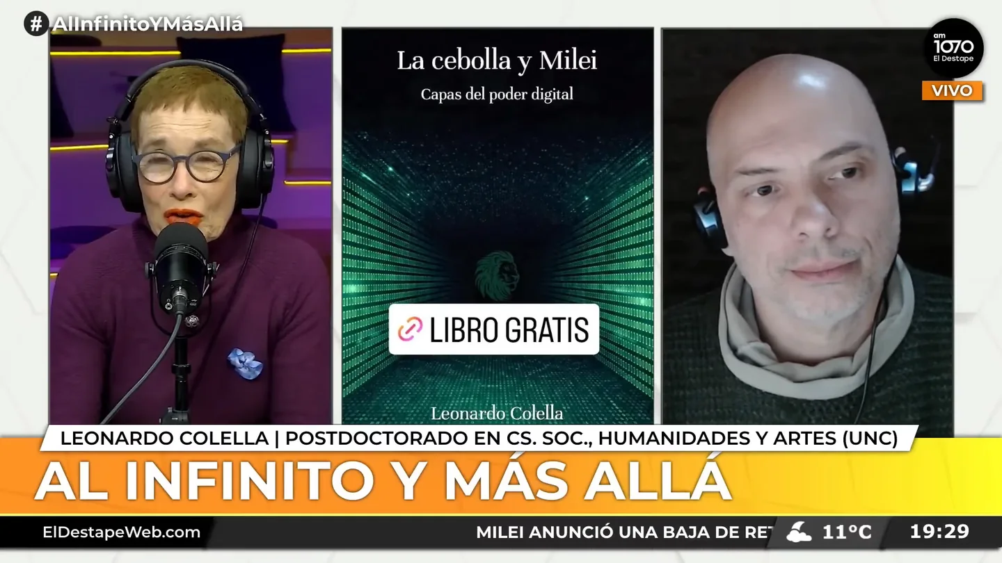Captura de Al infinito y más allá de El Destape: Nora Bär, portada de La cebolla y Milei y Leonardo Colella